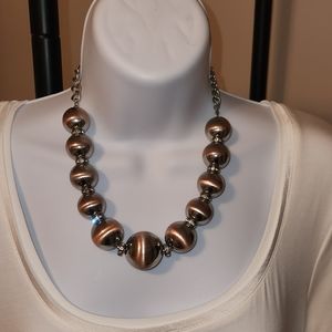 Vintage silver, bronze  and rhinestone  necklace